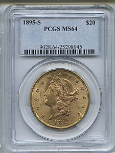 Liberty Double Eagle, $20, 1895 - S, 9028, Obverse
