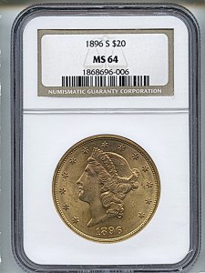 Liberty Double Eagle, $20, 1896 - S, 9030, Obverse