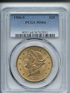 Liberty Double Eagle, $20, 1906 - S, 9051, Obverse