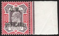 G.B., 1903, 10p Dull Purple & CarmineO.W. Official
SG Specialised MO18; SG O40; Scott O53
One of the Finest Examples
Realized $31,860 on March 19, 2019