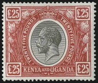 KENYA & UGANDA, 1922-27£25 Red & Black (41C; SG 102)Realized $43,125 in May 2014